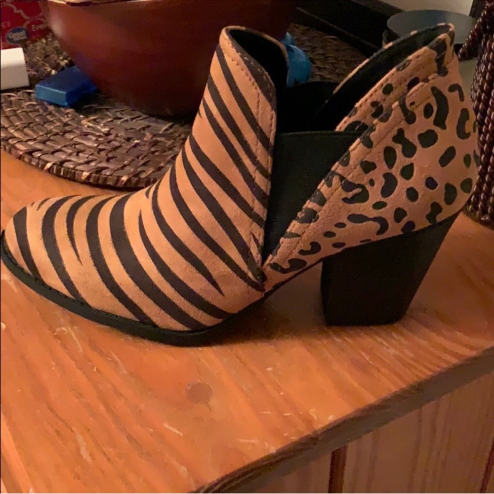 Striped and Leopard Ankle Boots